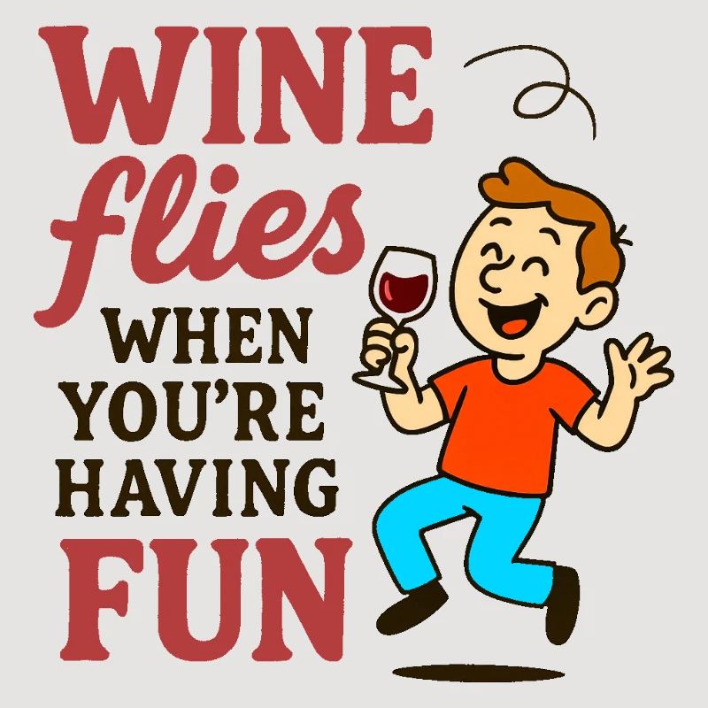 Cheerful drinking wine funny text