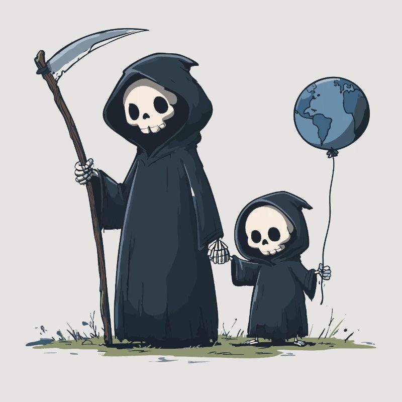 Süßer Grim Reaper mit Kind