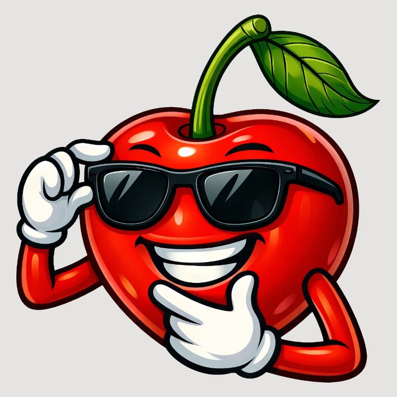 Cool Cherry Cartoon Comic Fruit Design