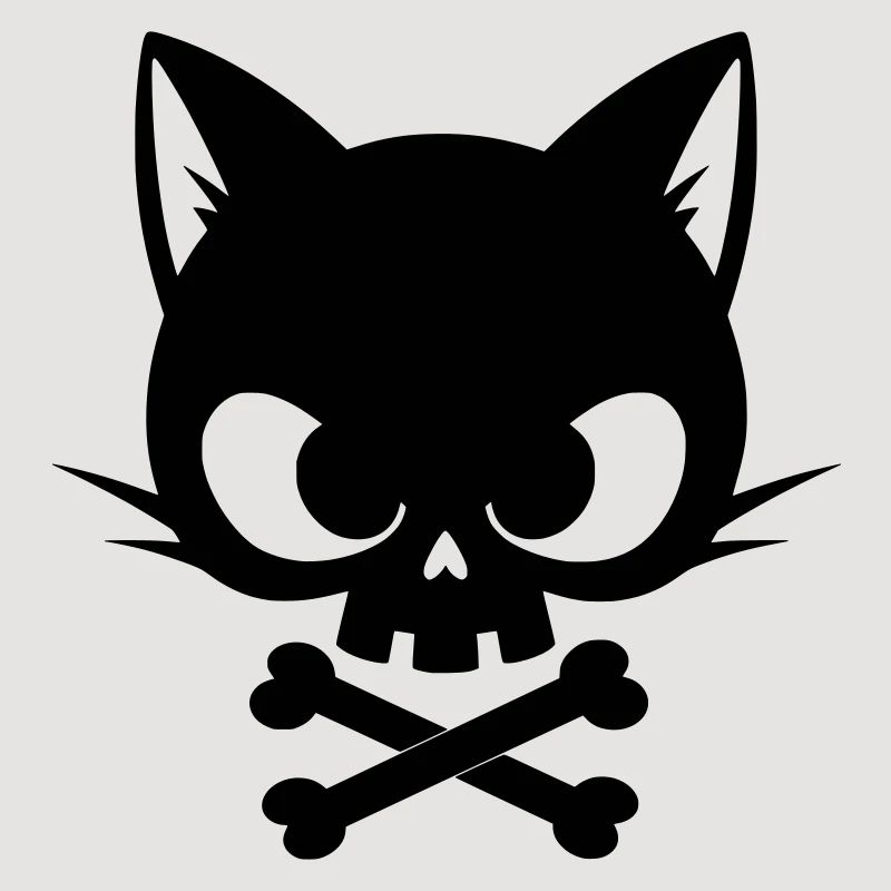 Cat Skull with Bones | Gothic Cute Icon