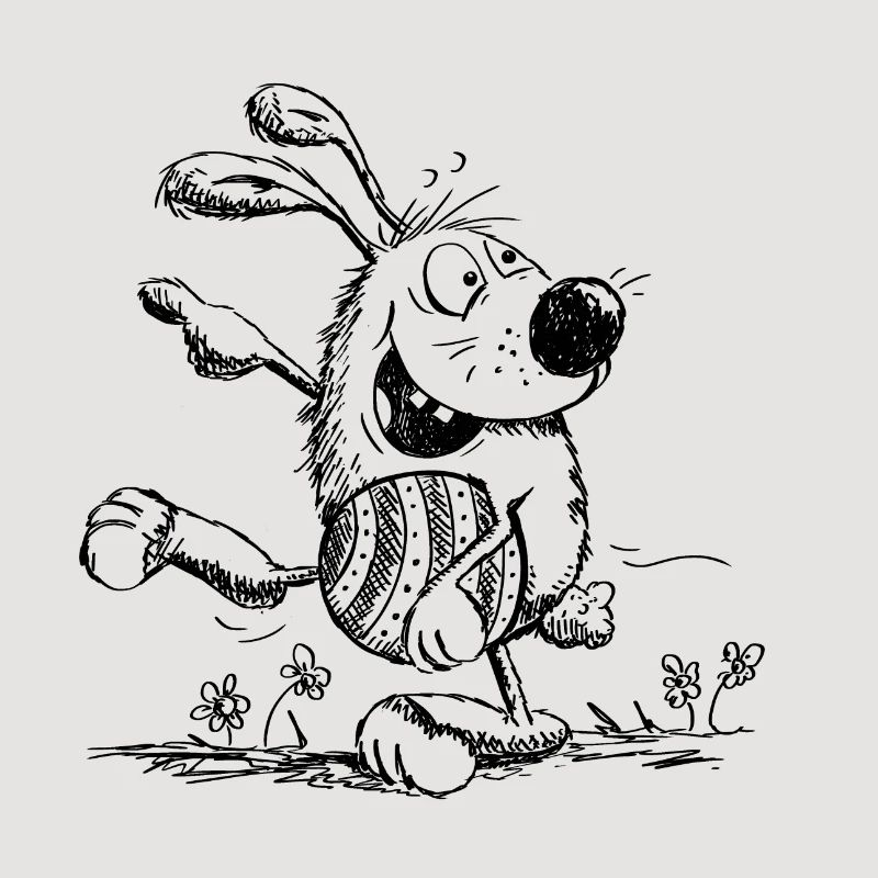 Funny easter bunny with easter egg - easter