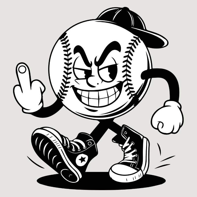 Baseball mit einem selbstbewussten
