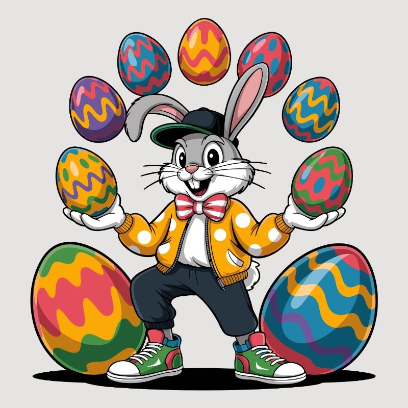 Osterhase mit bunten Eiern