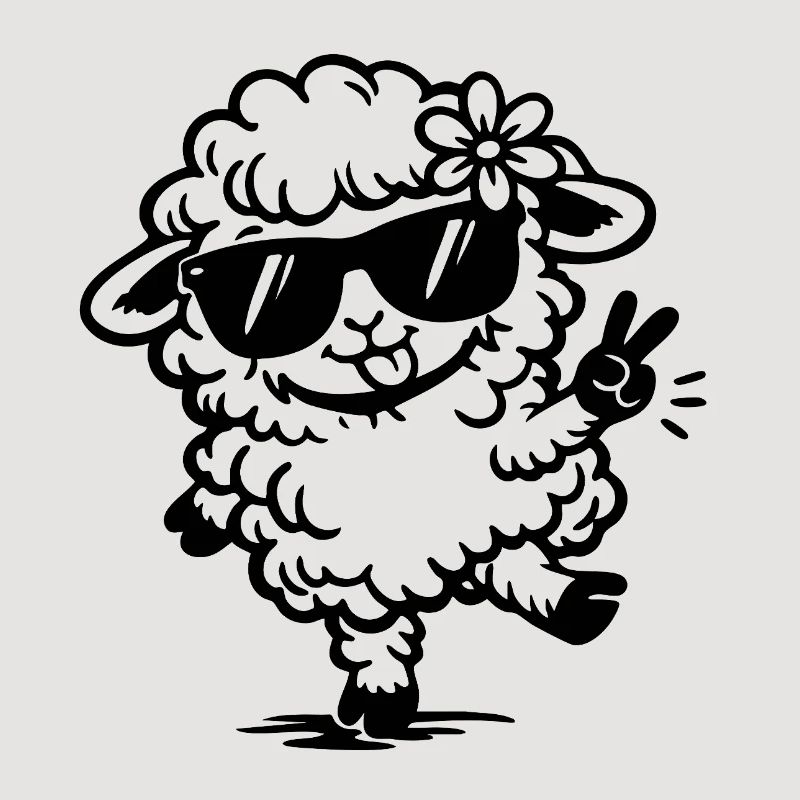 Dancing Sheep with Sunglasses Doodle