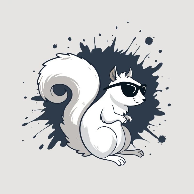 Chic White Squirrel with Black Glasses