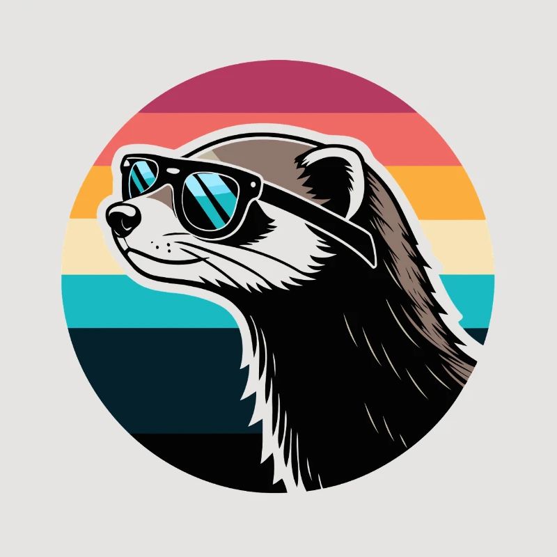 Frettchen-Silhouette Retro-Regenbogen