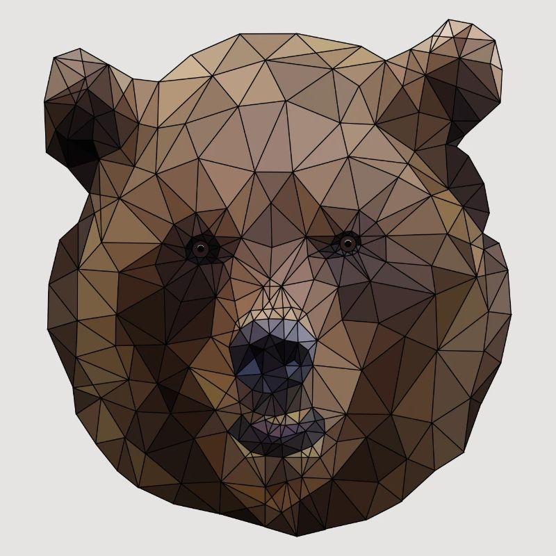 Polygonal Brown Bear Triangular Low Poly Art