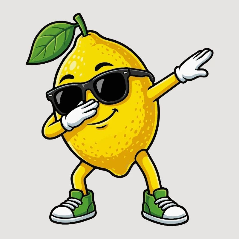 Dessin animé Dun Citron dans la pose Dab