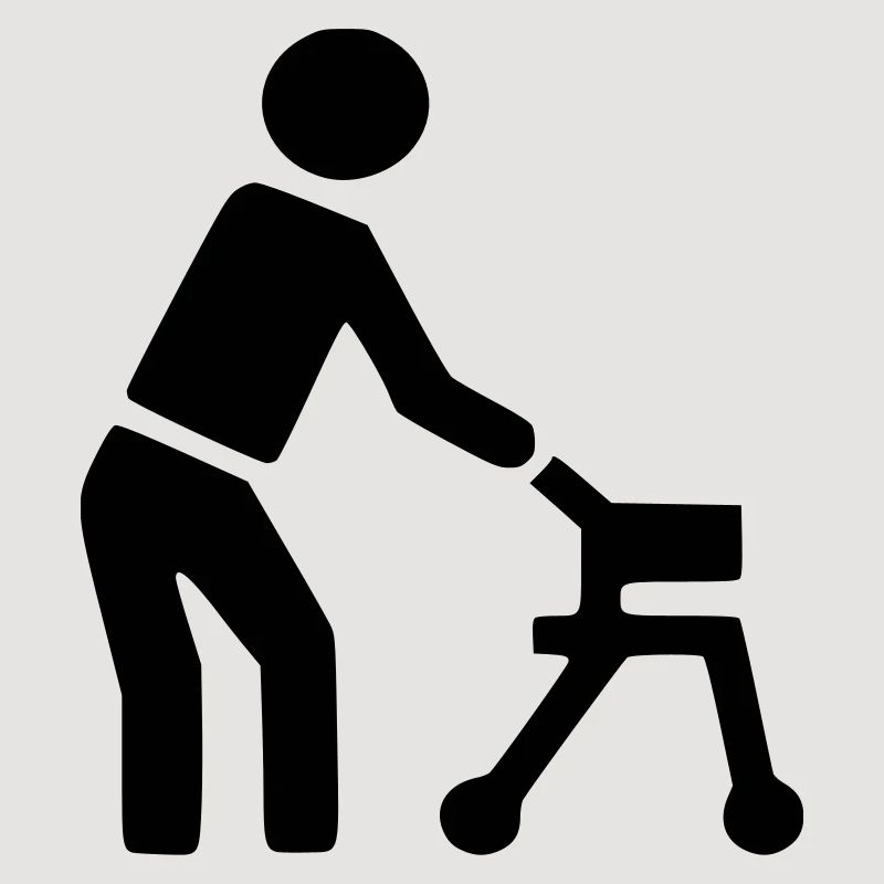 Behinderte Person hinter Rollator #