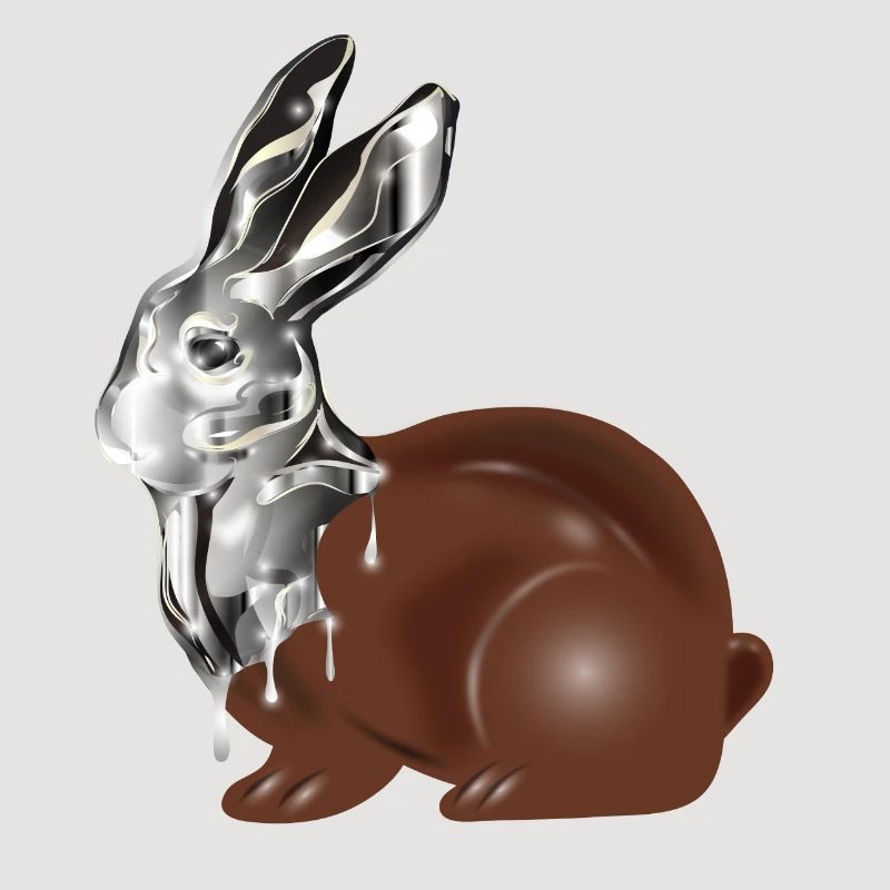 Chocolate Easter bunny in high-gloss chrome look
