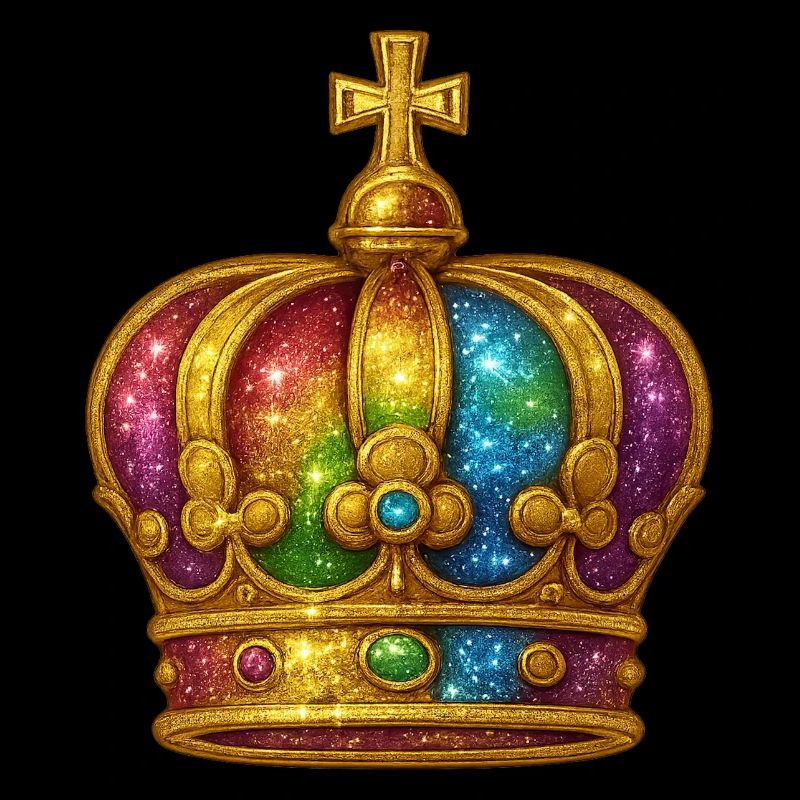 Regenbogen-Glitzerkronen-Design