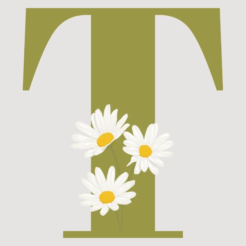 Buchstabe t grüne Gänseblümchen
