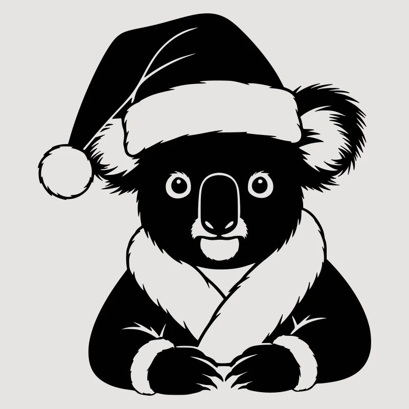 Christmas Koala Comic – Black & White