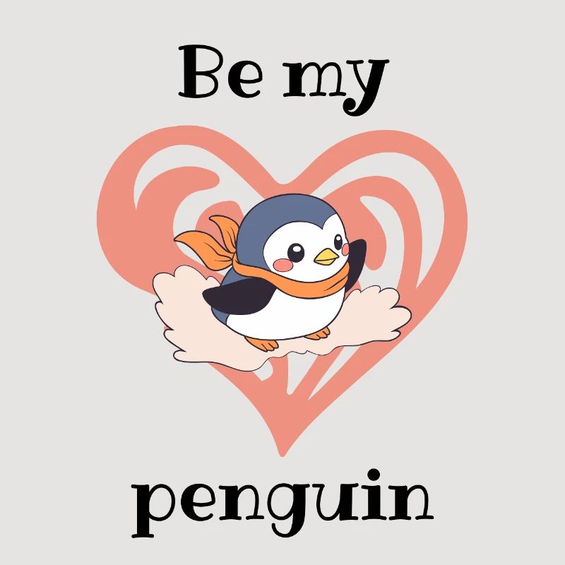 Pingouin Cœur avec Écharpe