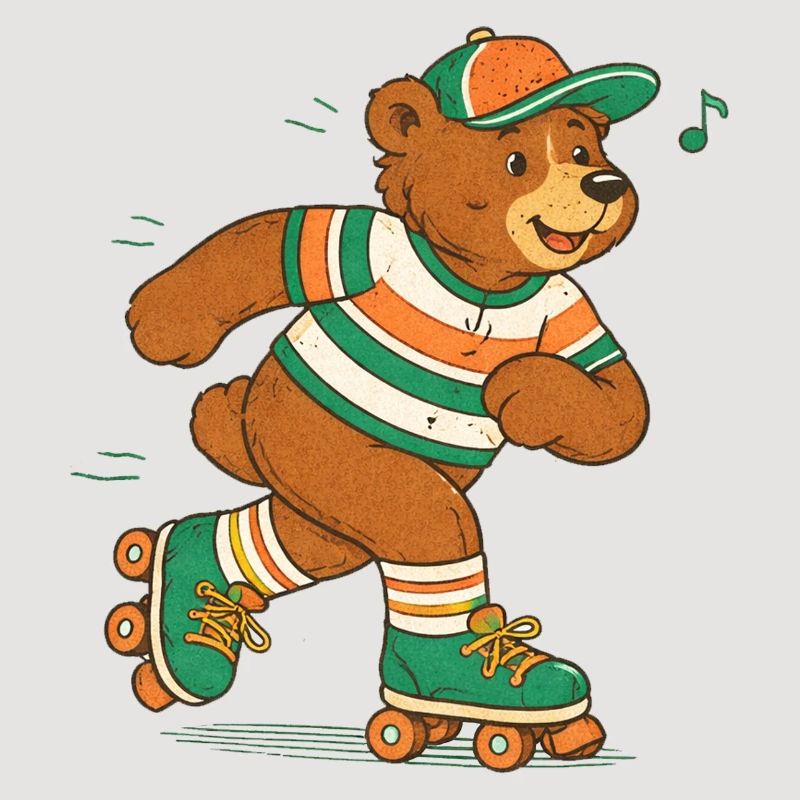Retro Bear on Roller Skates