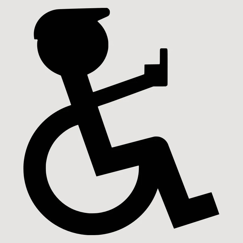 Rollstuhlfahrer zeigt Mittelfinger #