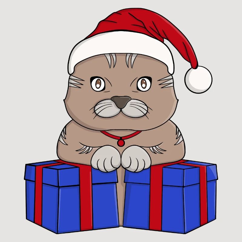 Mignon chat Père Noël