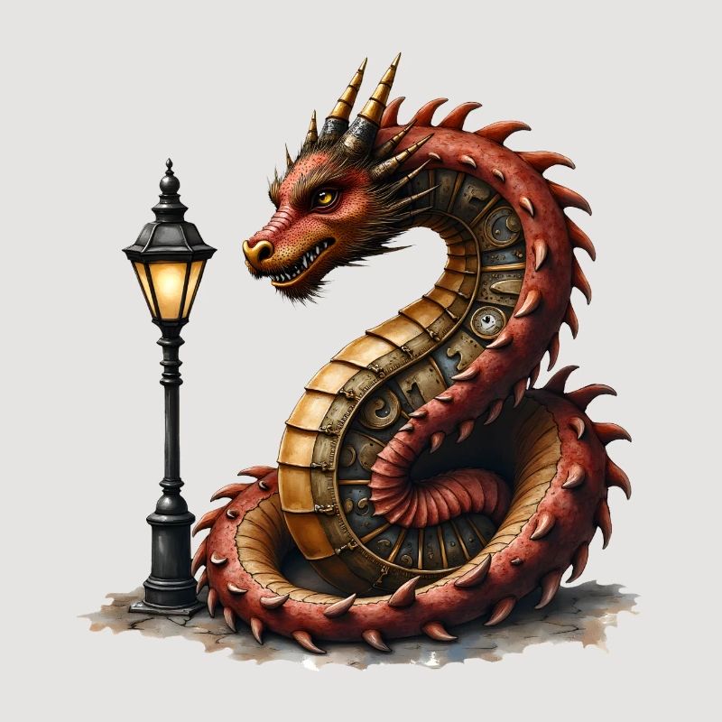 Dragon Steampunk avec lanterne