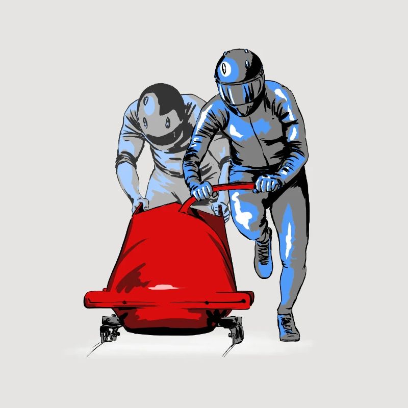 Bobfahrer beim Anschieben am Start