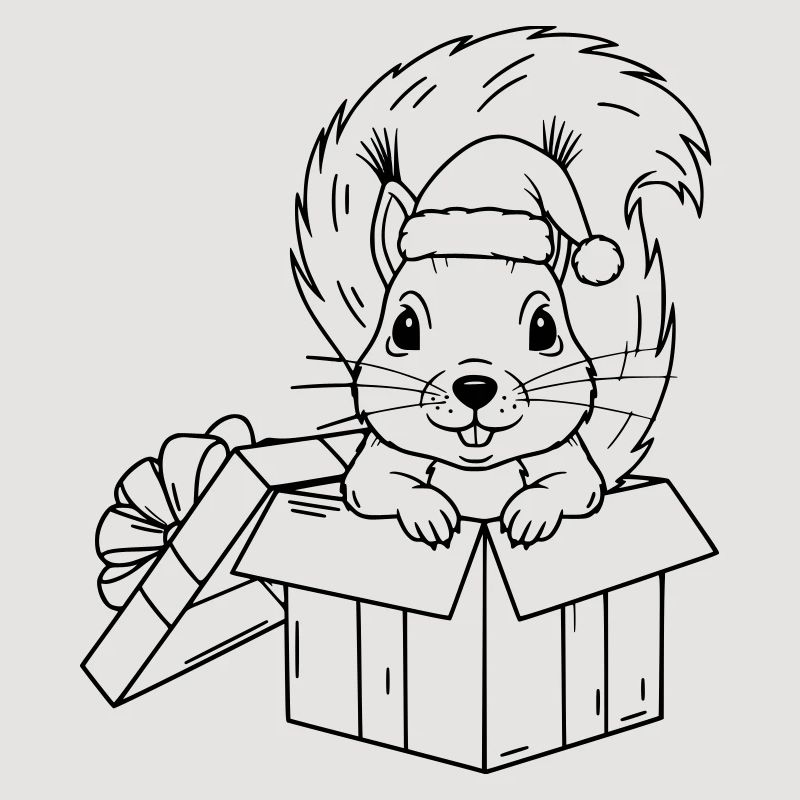 Süßes Weihnachts-Eichhörnchen in Geschenkbox