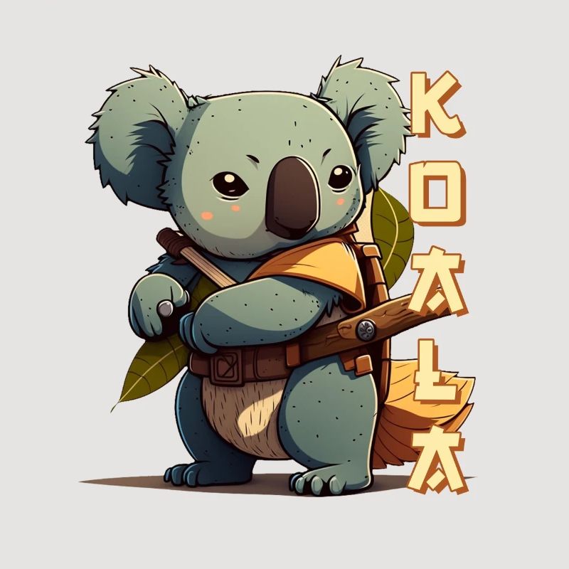 Samouraï Koala avec lettrage