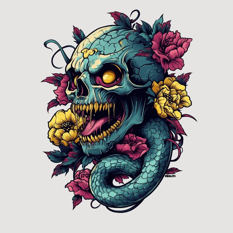 Crâne et serpent