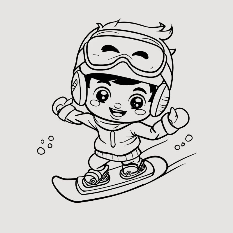 Kleiner Snowboarder Comic Look