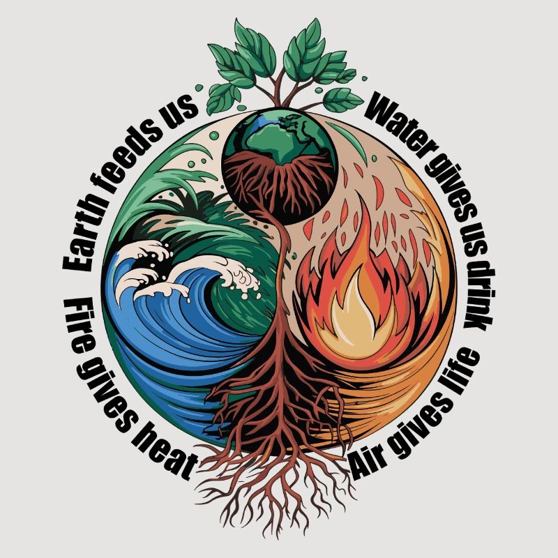 Vier-Elemente-Baum - Erde, Wasser, Feuer, Luft