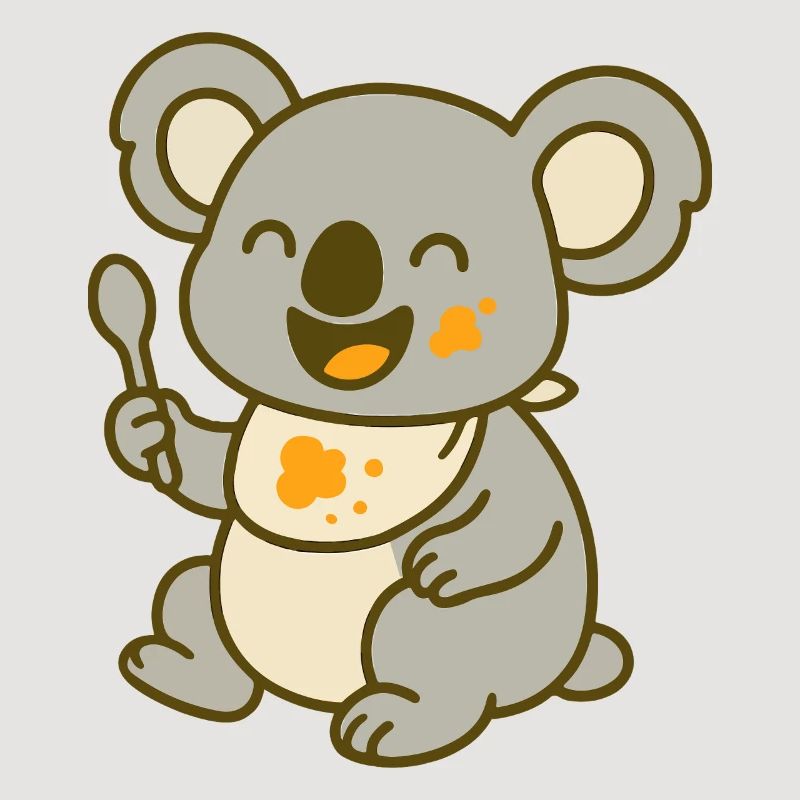 Mignon bébé koala mangeant
