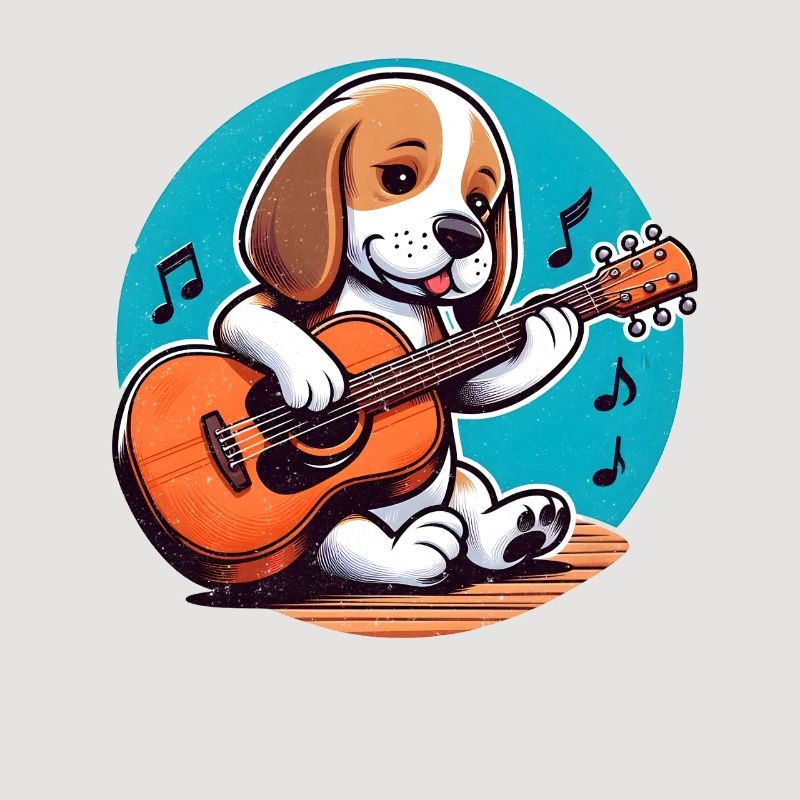 Chiot mignon avec guitare