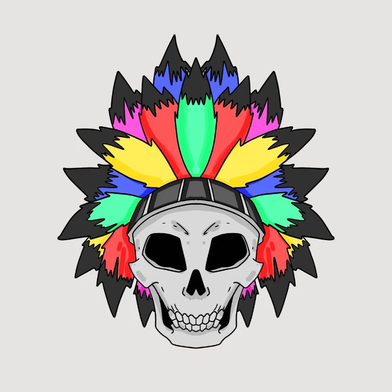 Coloured skull with feather crown