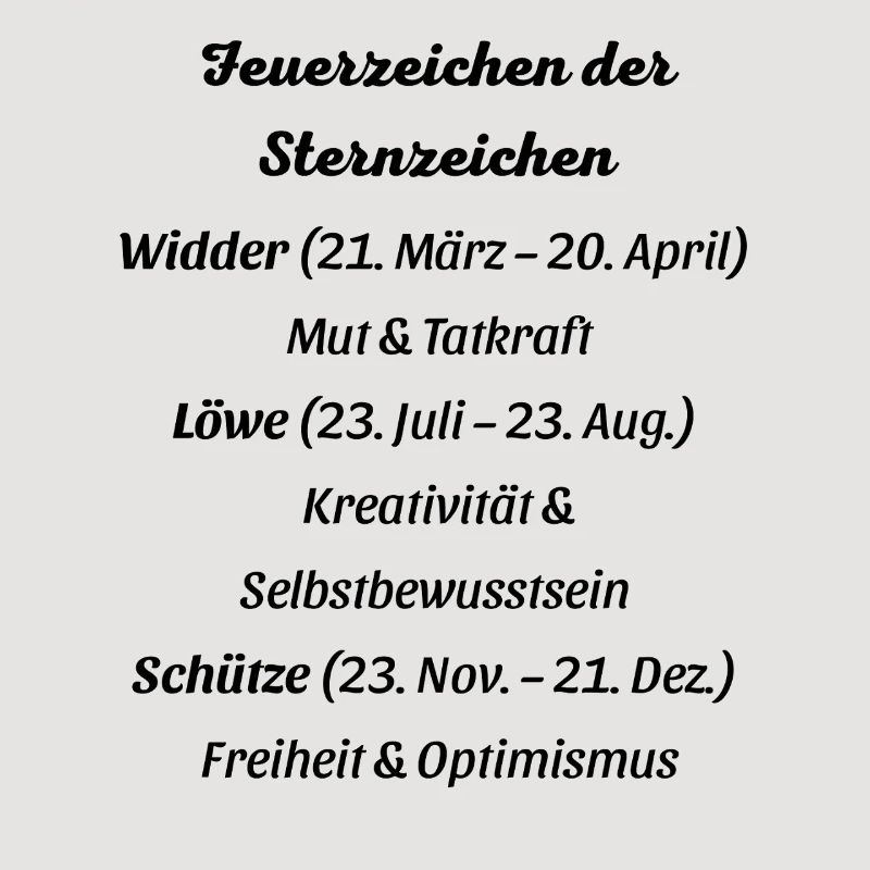 Feuerzeichen der Sternzeichen