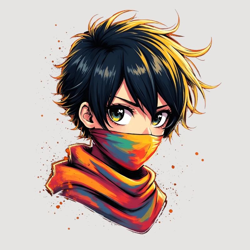 Farbiger Ninja mit Maskerade