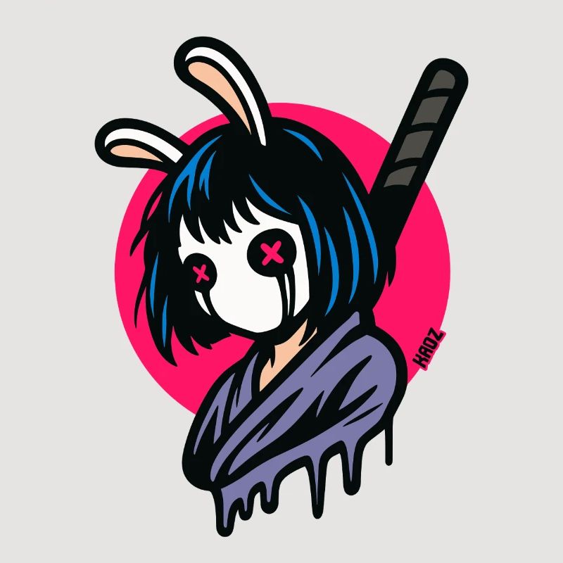 Häschen Masken Samurai Kriegerin