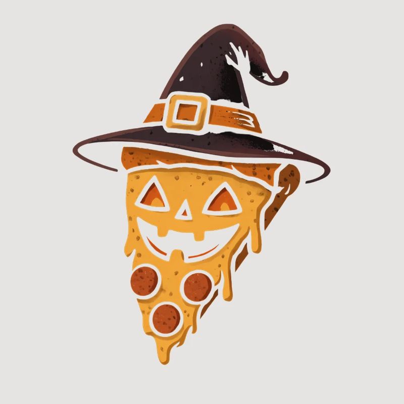 Pumpkin pizza with witch hat