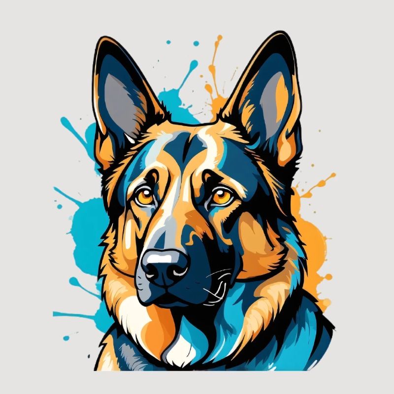 Lebendiger Schäferhund Farbexplosion