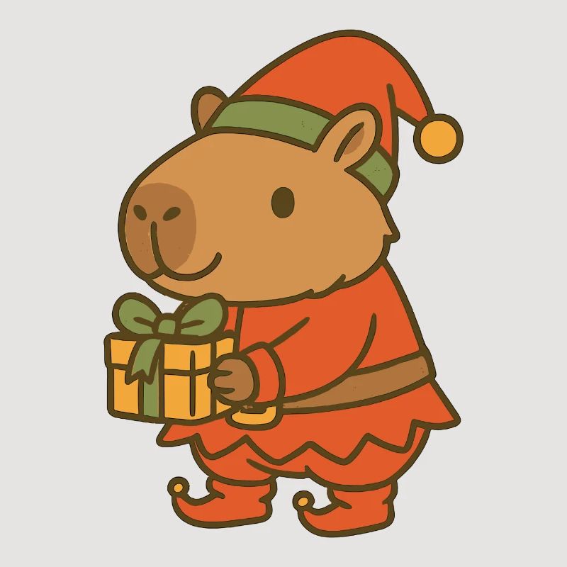 ✨ Weihnachtswichtel Capybara mit Geschenk 🎁