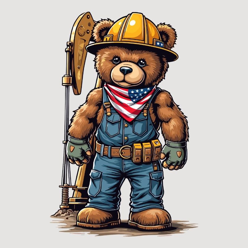 Construction worker bear with tool belt