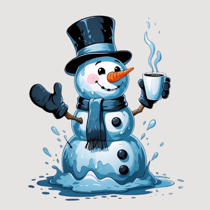 Snowman with steaming mug