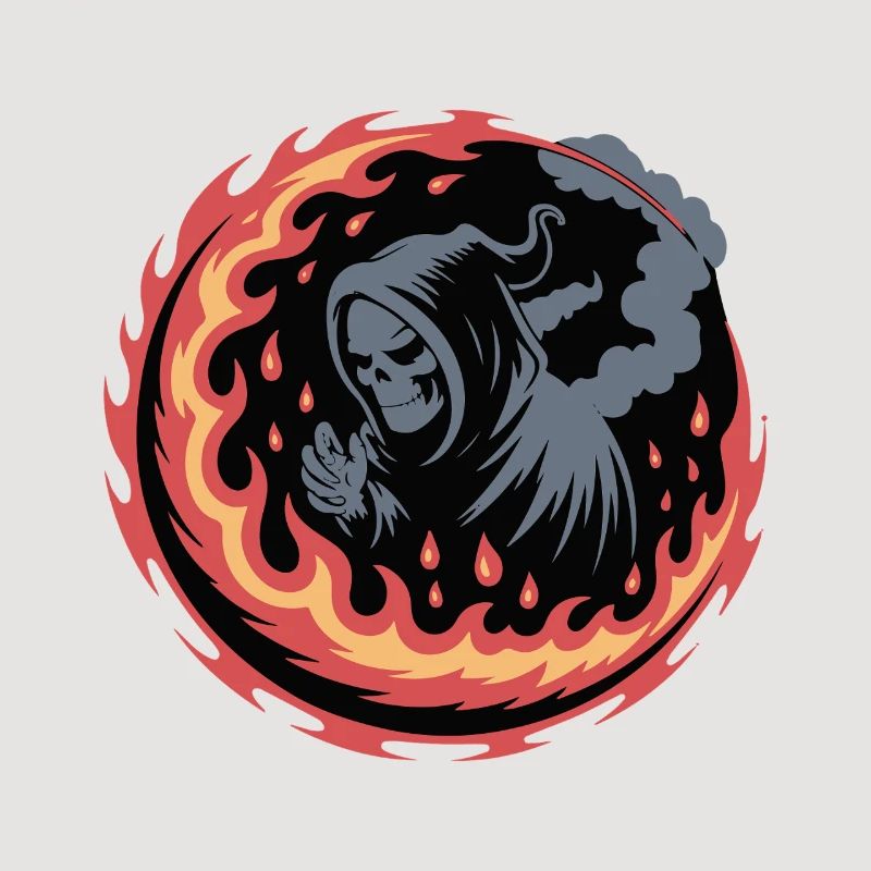 Flaming Grim Reaper Circle