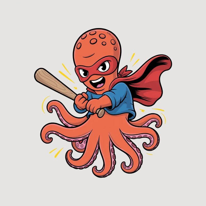 Baseball Octopus Superhero