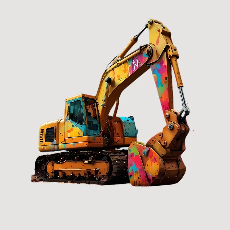 Farbexplosiver Bagger