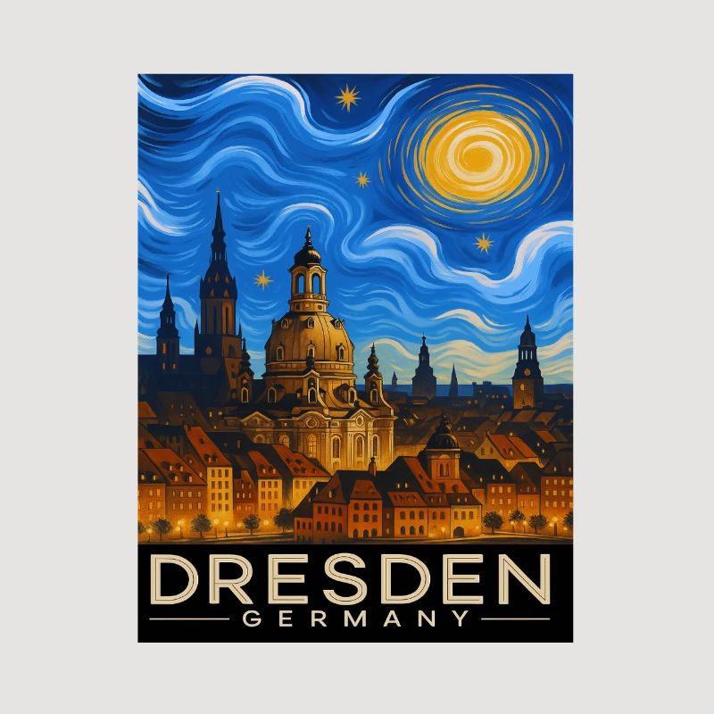 Dresden Night Light Skyline