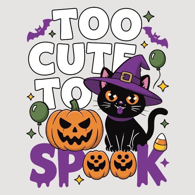 Trop mignon pour être effrayé - Chat sorcière mignon