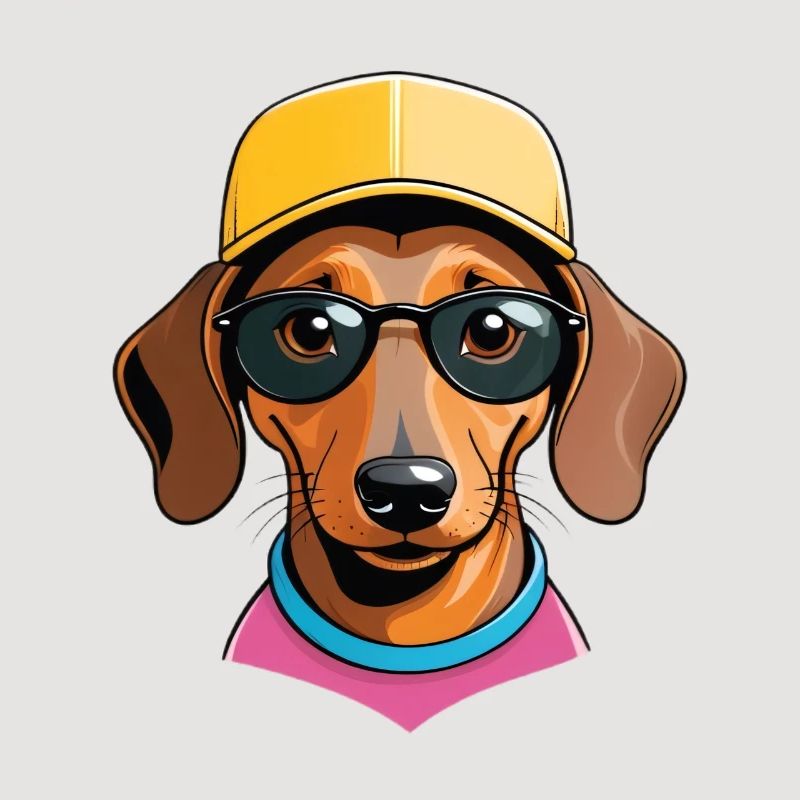 Dackel mit Sonnenbrille Cap Pink