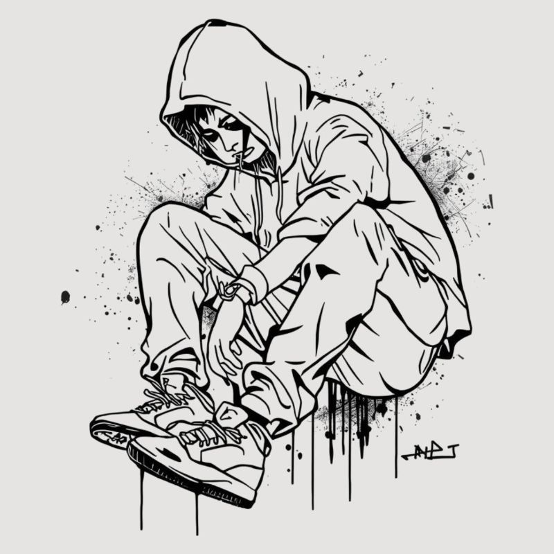 Silhouette Kapuzenpullover Graffiti