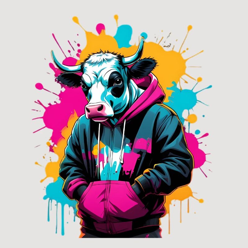 Vache graffiti en sweat à capuche
