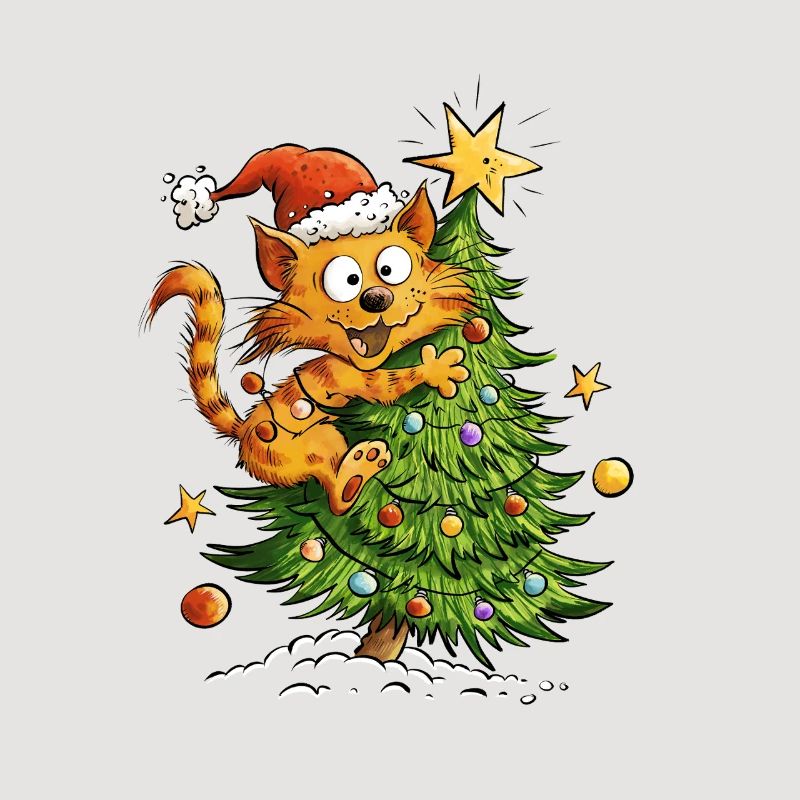 Chat de Noël dans le sapin de Noël Chat de Noël