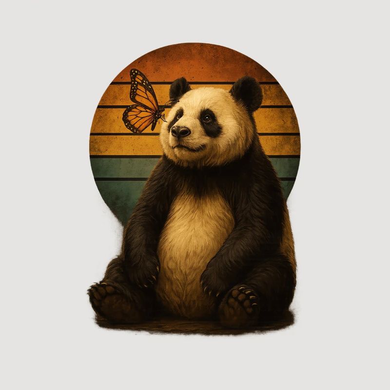 Panda Schmetterling Retro Tierfreunde