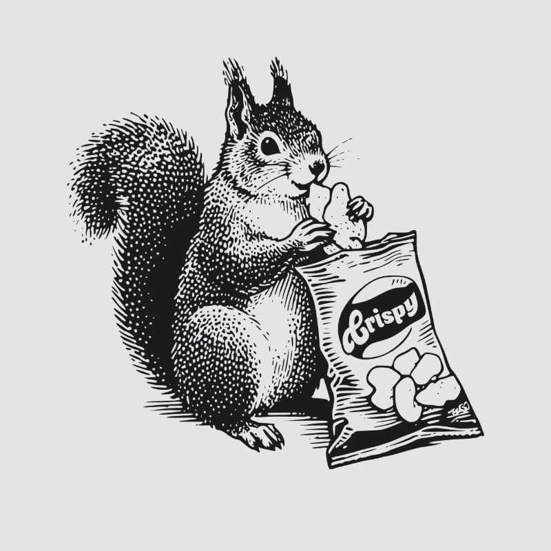Eichhornchen mit Chips